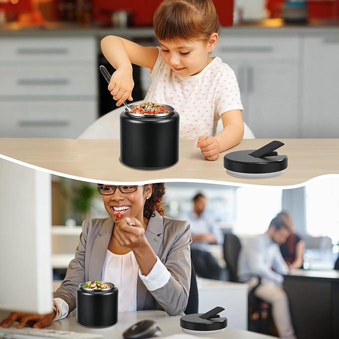 26oz Kids Thermos for Hot Food, Insulated Vacuum Food Jar with Buckle Lid, Stainless Steel Wide Mouth Leak Proof Insulated Lunch Container for School Picnic Travel, Black-CubbioJoy