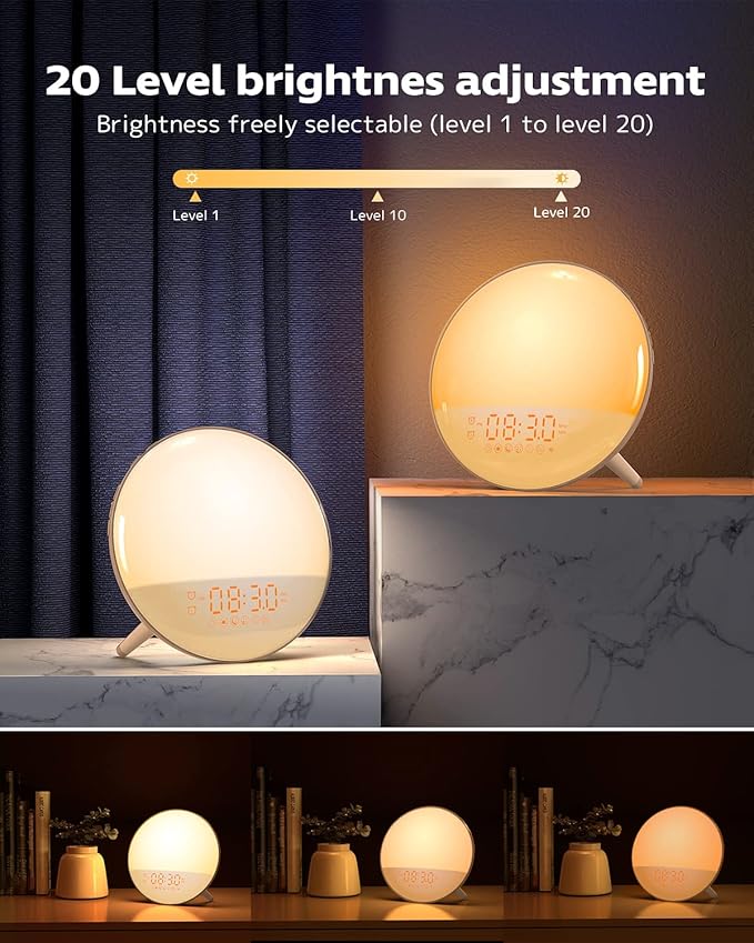 Dekala Smart Sunrise Alarm Clock for Kids, Wake Up Light for Bedrooms, Teens Heavy Sleepers,Sleep Aid with FM Radio, Sunrise/Sunset Simulation, 4 Alarm Clock, 7 Natural Sounds, APP Remote Control-CubbioJoy