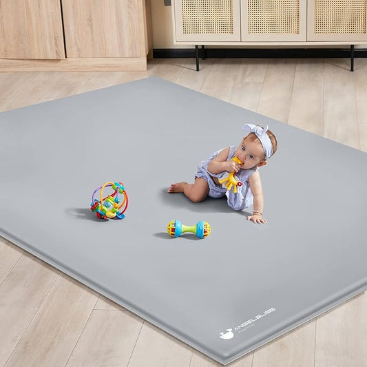 ANGELBLISS Baby Playpen, 79"x 63"x 1.18" Self-Inflating Play Mat for Babies and Toddlers, Roll Up & Waterproof Foam Crawling Mat, Portable Playmat with Travel Bag Grey-CubbioJoy