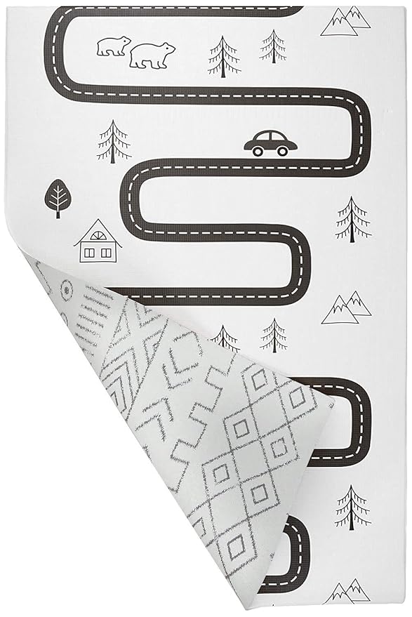 Baby Care Play Mat (Medium, Nordic Trails - Tribal) 73’’ x 49’’ Original One-Piece Reversible Rollable Waterproof Firm PVC Play Mat for Infants, Babies, Toddler, and Kids-CubbioJoy