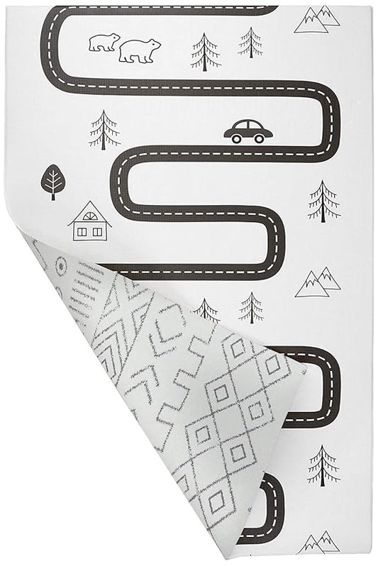 Baby Care Play Mat (Medium, Nordic Trails - Tribal) 73’’ x 49’’ Original One-Piece Reversible Rollable Waterproof Firm PVC Play Mat for Infants, Babies, Toddler, and Kids-CubbioJoy