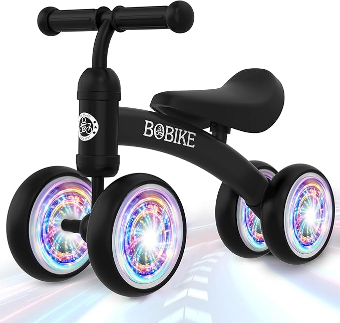 Baby Balance Bike Toys for 12-36 Months Kids Toy Boy and Girls Gifts Toddler Best First Birthday Gift Children Walker No Pedal Infant 4 Wheels Bicycle (Colorful, Black-Light)-CubbioJoy