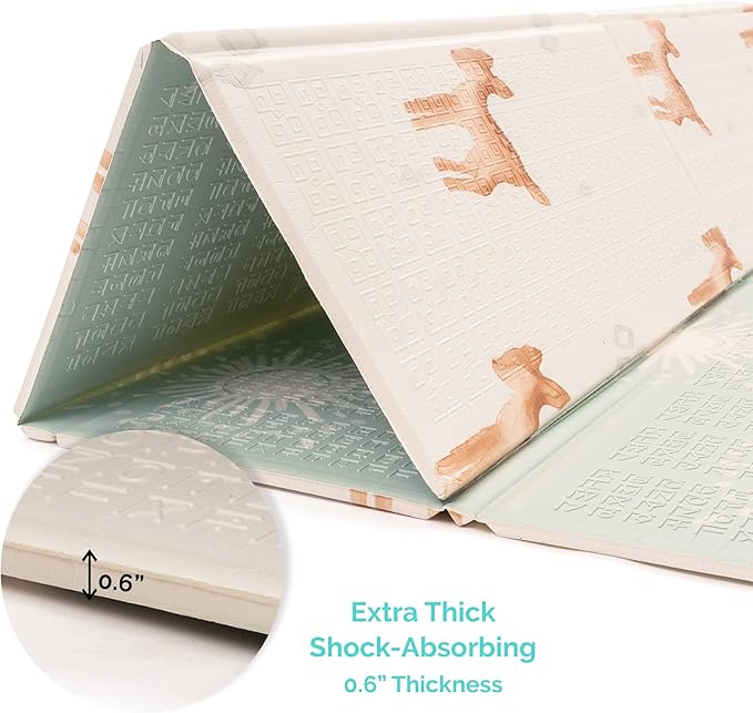 JumpOff Jo - Extra Large Waterproof Foam Padded Play Mat for Infants, Babies, Toddlers, Play Pens & Tummy Time, Foldable Activity Mat, 77 x 70 x 0.6 inches-CubbioJoy