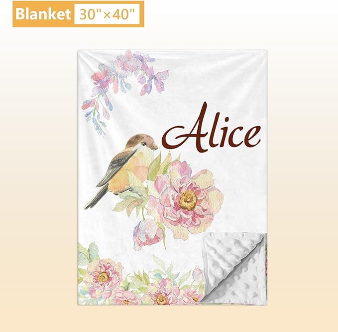 Custom Baby Bedding Set - 5 Pcs Customized Nursery Bedding Set with Name - Comfortable Double Layer Crib Sets for Girls Boys - Personalized Gifts for Infants Toddlers New Parents - Floral Bird-CubbioJoy