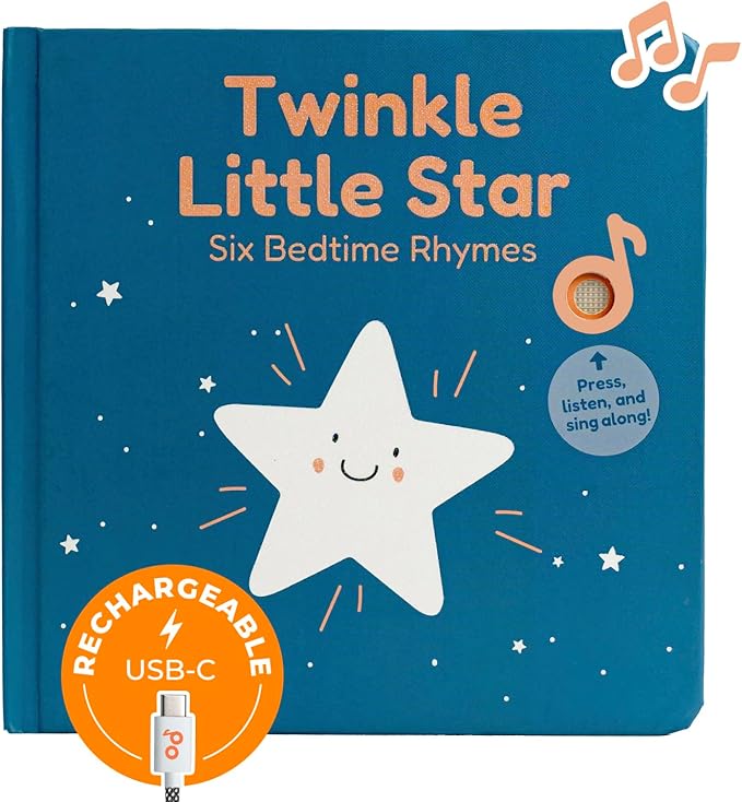 Cali's Books Twinkle Twinkle Little Star – USB-C Rechargeable Musical Book for 1-Year-Old | Sound Book for Toddlers 1-3 with Bedtime Lullabies – Nursery Rhymes Musical Book-CubbioJoy