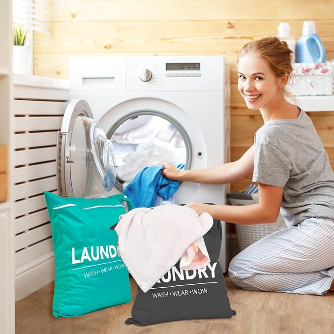 2 Pcs Large Travel Laundry Bag Waterproof Wet Dry Bag Washable Dirty Clothes Bag for Gym Clothes Laundry Wet Clothes Swimming Yoga-CubbioJoy