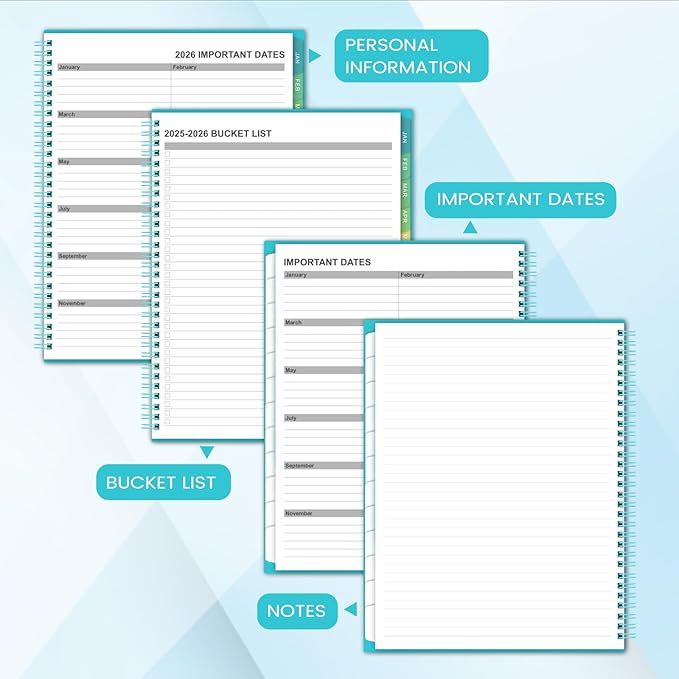 2026 Monthly Planner - JUL 2025 - DEC 2026, Academic Planner 2026, 18 Monthly Calendar with Colorful Tabs, Waterproof Cover (Blue, 8" x10", Notes)-CubbioJoy