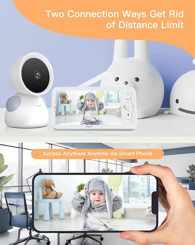 ARENTI Baby Camera Monitor, 2K/3MP WiFi 6, Smartphone App, Super Night Vision, Crying Detection, Auto Tracking, Temp&Humidity Sensor, Cloud&SD Card Storage (D3)-CubbioJoy