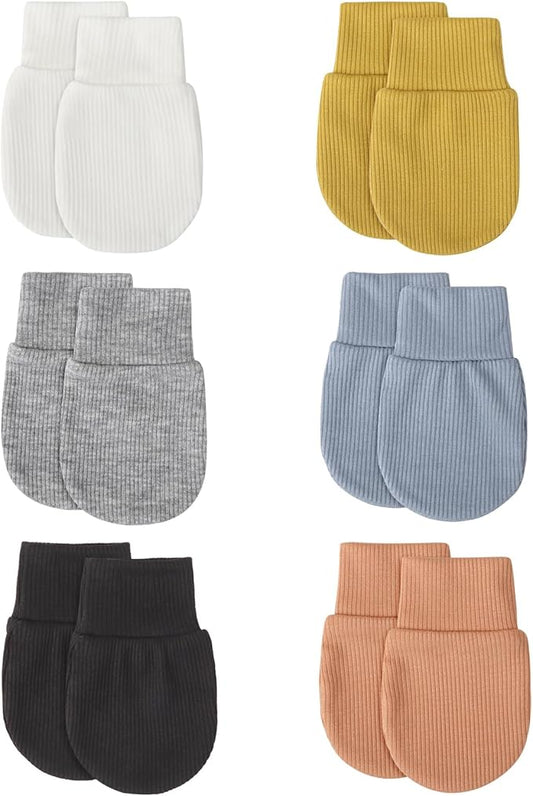 BQUBO 6 Pairs Newborn Baby Boys Girls Mittens 0-6 Months Unisex-Baby Infant Mittens Elastic No Scratch Wrist Gloves-CubbioJoy