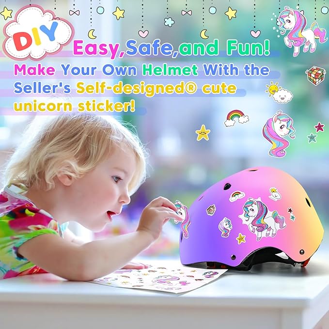 Color Gradient Adjustable Kids Bike Helmet Toddler Skateboard Helmets Boys Girls Child Ventilation Helmet for Multi-Sports Skating Cycling Scooter Balance-CubbioJoy