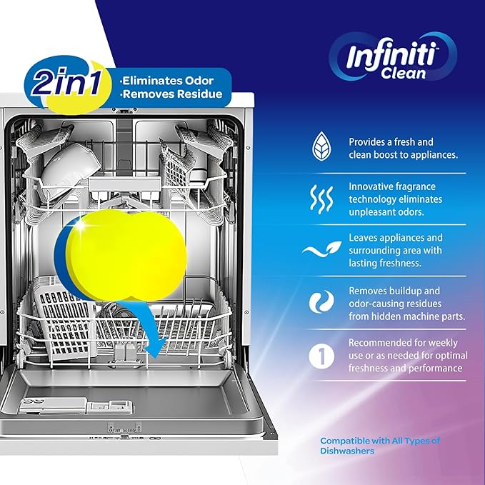 Dishwasher Cleaner and Deodorizer Tablets - Deep Clean Dishwasher Cleaner Tablets, Septic Safe, Natural Limescale Remover - Compatible with All Models (12 Pack)-CubbioJoy