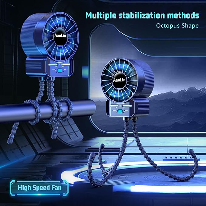 2 Pack Multifunctional Portable Stroller Fan 4 Speed 6600rpm High Speed Usb Rechargeable Personal Mini Handheld Fan Extended Tripod For Desktop Winding Kids Bed Treadmill Bike Golf Cart Outdoor Travel-CubbioJoy