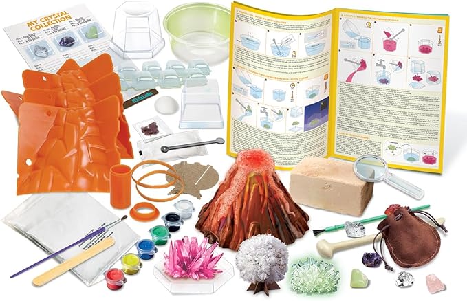 4M - STEAM Earth Science - Educational Science Kits for Kids Ages 5+ with 5 Experiments: Volcano Eruption, Excavate Crystals, Crystal Growing, & More - Hands-On Geology STEM Learning Science for Kids-CubbioJoy
