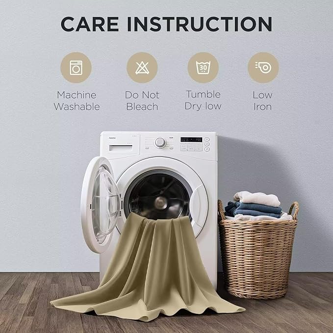 Joydeco White Blackout Curtains 96 Inches Long for Bedroom, Curtains 96 Inch Length 2 Panels Set, Room Darkening Curtains & Drapes for Living Room Window (W52 x L96 Inch, Beige)-CubbioJoy