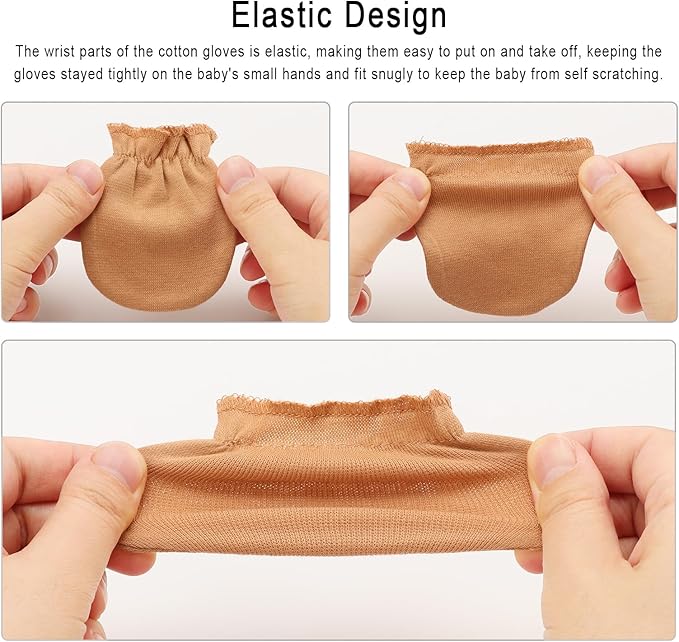 BQUBO Newborn Infant Toddler Mittens No Scratch Cotton Elastic Wrist Gloves Hypoallergenic for 0-6 Months Baby Boys Girls-CubbioJoy