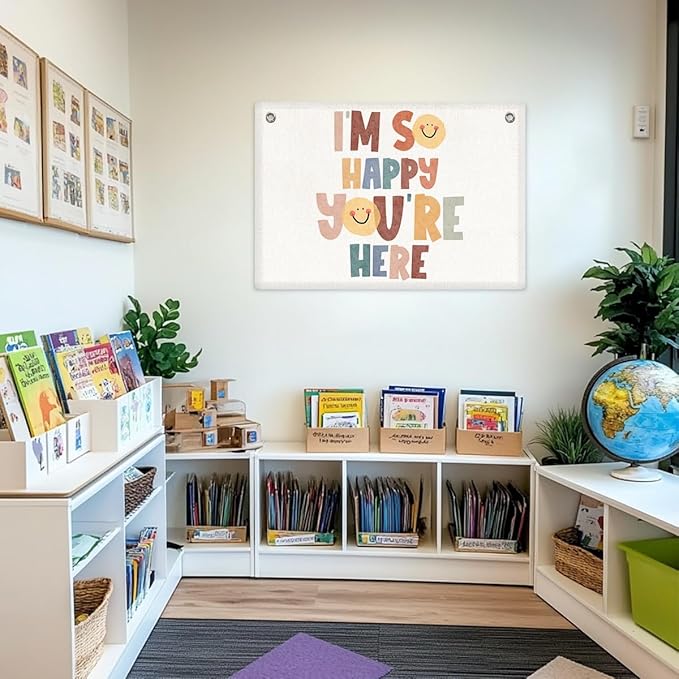 Boho Classroom Banner Wall Decor, Teacher Gits, Welcome Sign Wall Hanging Banner Flag, Classroom Decoration Nursery Toddler Kids Room Playroom Decor Wall Art Christmas Birthday Gifts-CubbioJoy