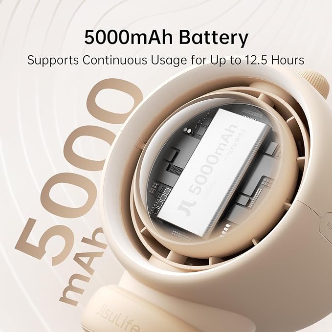 JISULIFE Stroller Fan Baby Large, Safe Bladeless for Crib, Desk, Portable Battery Rechargeable Cooling Fan with Air Turbo Tech, Night Light, Food-Grade Gift for Mom/Dad/Friend - Brown-CubbioJoy