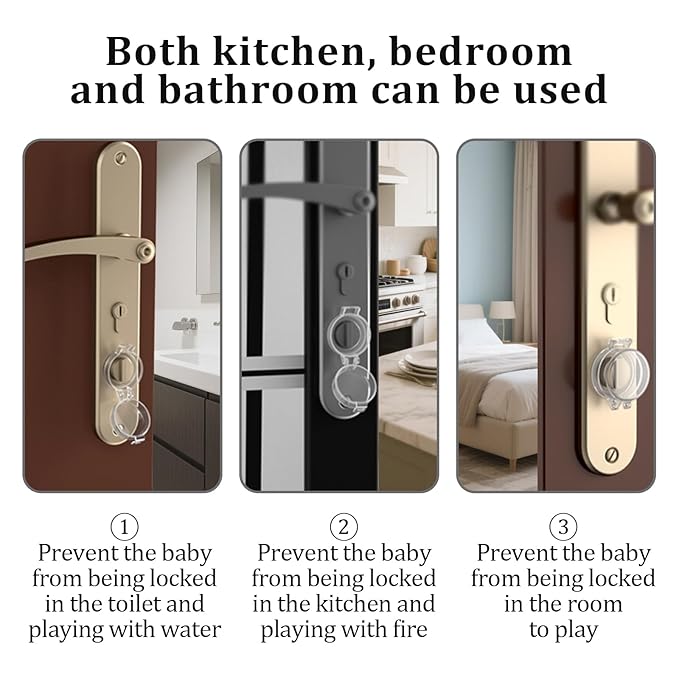 2 Pack Deadbolt Child Safety Lock Cover - Child Proof Deadbolt Cover & Door Knob Protector, Deadbolt Lock Cover for Kids, Prevents Accidental Locking (Fits Standard Locks) (Transparent)-CubbioJoy
