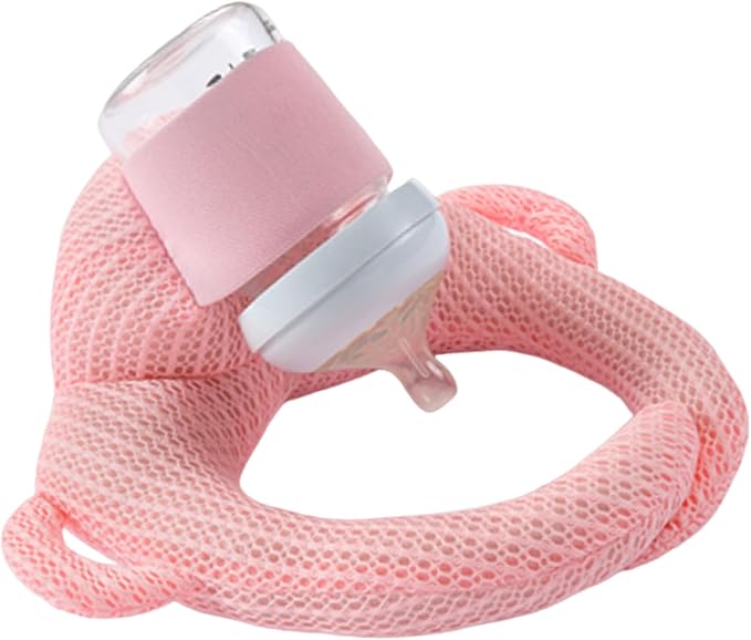 Bottle Holder Pillow, Plush Feeding Support Pad - Relieve Hand & Wrist Soreness, Adjustable Nursing Pillow, Pink-CubbioJoy