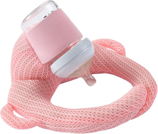 Bottle Holder Pillow, Plush Feeding Support Pad - Relieve Hand & Wrist Soreness, Adjustable Nursing Pillow, Pink-CubbioJoy