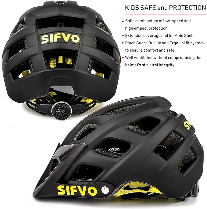 Kids Bike Helmet, SIFVO Kids Helmet 8+ Boys and Girls Bike Helmet with Cool Visor, Bike Helmets for Kids, Youth Bike Helmet Kids Mountain Bike Helmet Lightweight and Sturdy【55-58cm】-CubbioJoy
