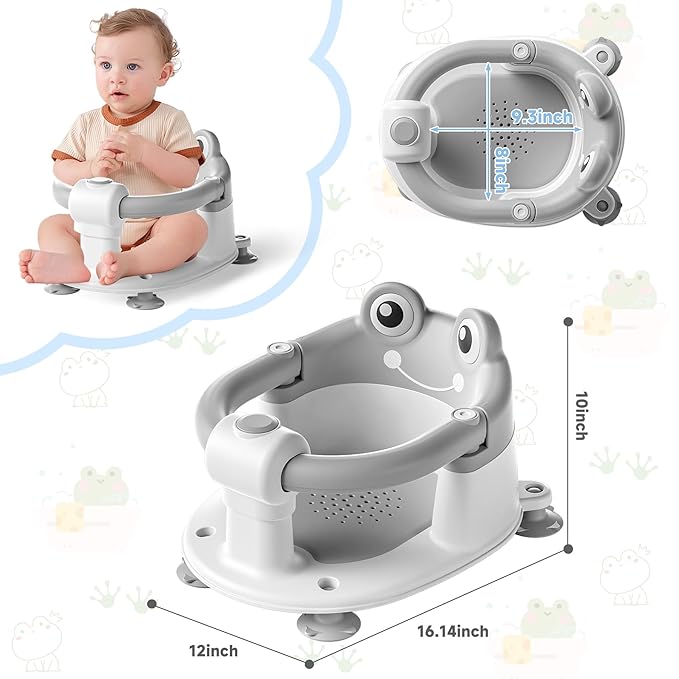 Baby Bath Seat for Babies 6 Months & up Non-Slip Toddler Bath Seats for Sitting Up Infant Bathtub Chair with Suction Cups and Soft Cushion for Baby Shower Tub Seat-CubbioJoy