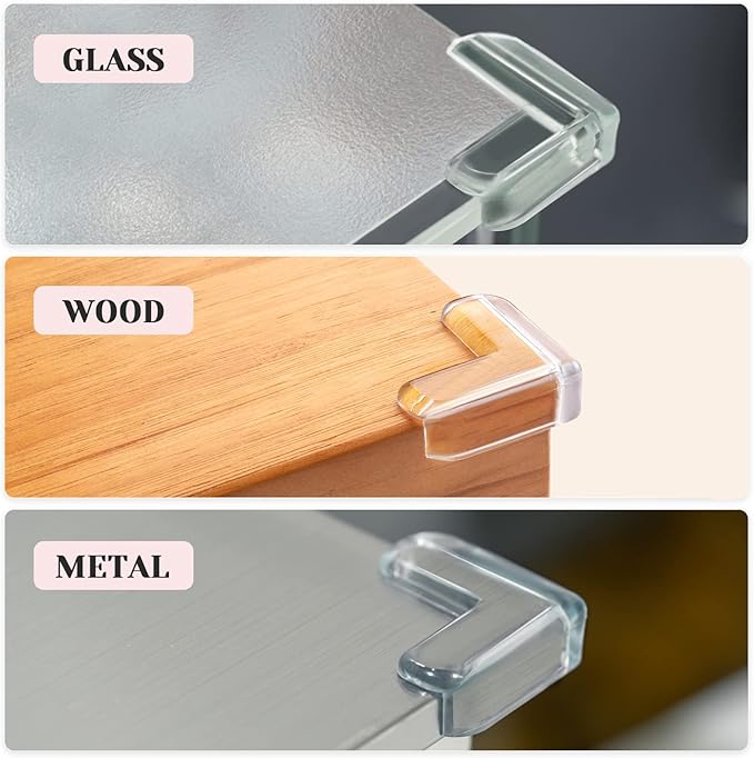 20 Pack Table Corners, Corner Guards, Clear Corner Protectors, Corner Protectors, Baby Proof Corner Guards Stop Child Head Injuries Tables, Furniture & Sharp Corners Baby Proofing (L-Shaped)-CubbioJoy