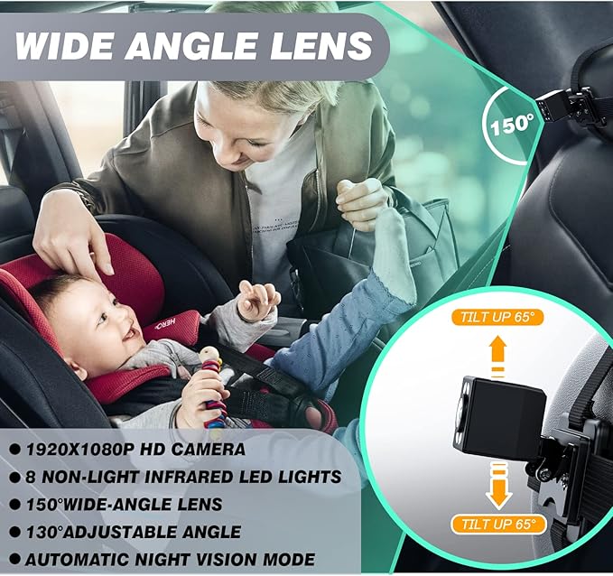 Baby Mirror for Car, ATOROBROS Baby Car Camera for Rear-Facing Seat with 4.3'' HD Display, Upgrade 360° Rearview Mirror Display Bracket, Easy and Safe to See Baby while Driving-CubbioJoy