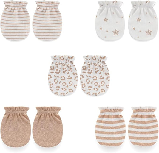 5 Pairs Baby Not Scratch Mittens 0-6 Months New Born Boy Girl Gloves Cute Infant Accessories-CubbioJoy