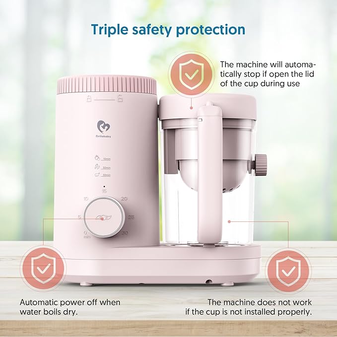 Baby Food Maker Bellababy Baby Food Processor, Puree Blender Steamer with Reversible Steam Basket, One Button Easy Operation & Large Opening for Easy Cleaning-CubbioJoy