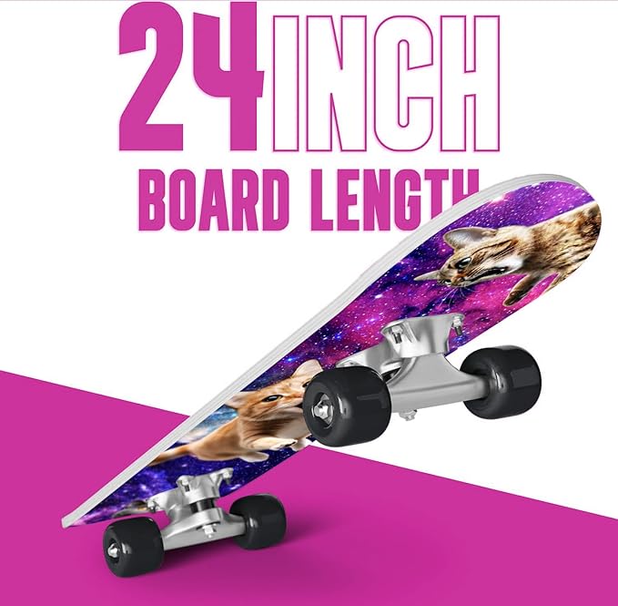 24 inch Rude Boyz Mini Cruiser Skateboard - Aluminium Trucks - Kids Skateboard Ages 5-8 Beginner - Skateboards for Kids-CubbioJoy