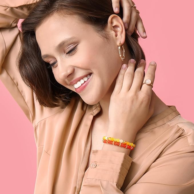 6mm Glass Beads for Bracelets, 2700pcs 70 Colors Crackle Glass Beads for Jewelry Making, Funtopia Round Crystal Beads for DIY Necklace Crafts with Spacer Beads, Solid and Floral Colors-CubbioJoy