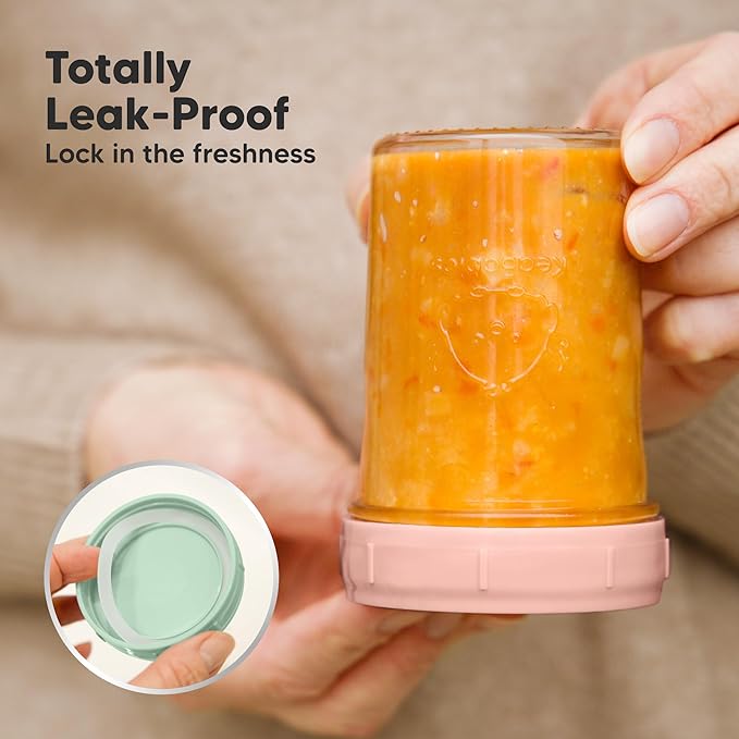 KeaBabies 4pk 8oz Glass Baby Food Containers with Lids - Leak-Proof, Microwavable Small Glass Jars, Baby Purees & Toddler Snack Storage Containers, BPA-Free, Dishwasher & Freezer Safe (Musk Dusk)-CubbioJoy