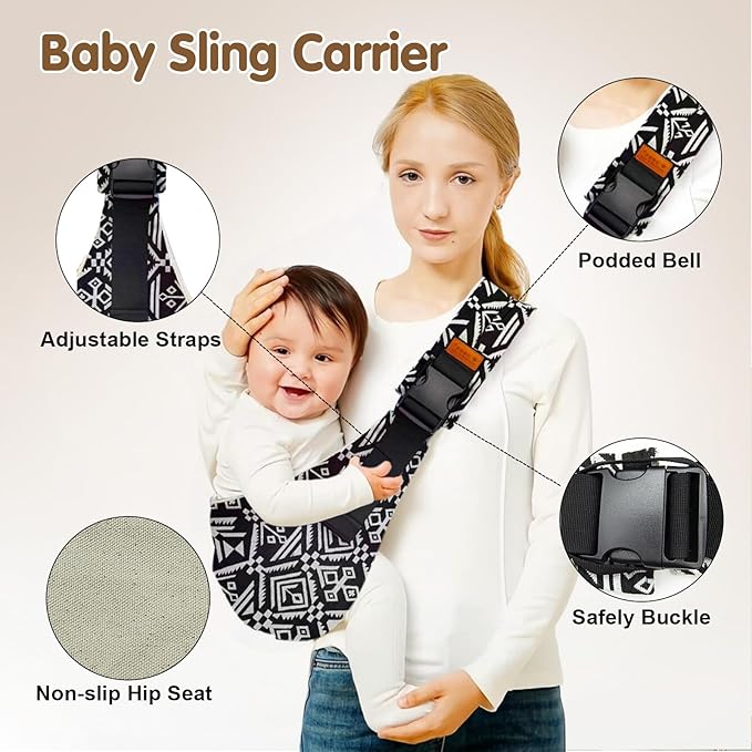 Baby Sling Carrier,Toddler Carrier, 2025 New Baby Sling,Portable and Lightweight Sling,Non-Slip Hip Seat Carrying 10-30lbs(Leaf)-CubbioJoy