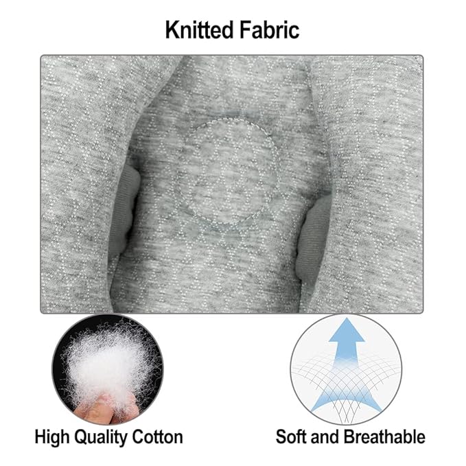 2 in 1 Baby Support Pillow, Adjustable Banana Shape Baby Neck Head Travel Pillow Stroller Insert Cushion for Kids, Toddler, Gray-CubbioJoy