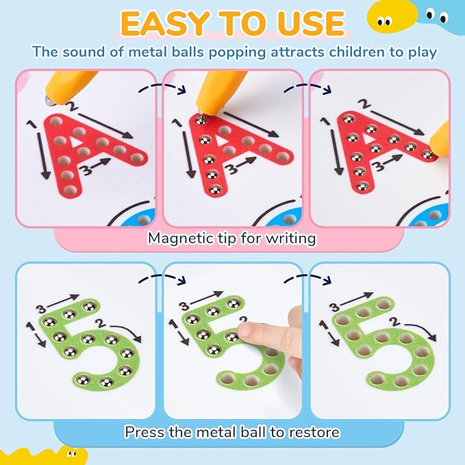 JoyCat Magnetic Letter and Number Tracing Board Set, Double Sided Alphabet & Numbers Board for Toddlers, ABC Uppercase & Lowercase Practice, Math Learning, Preschool Educational Gift Toys for Kids-CubbioJoy