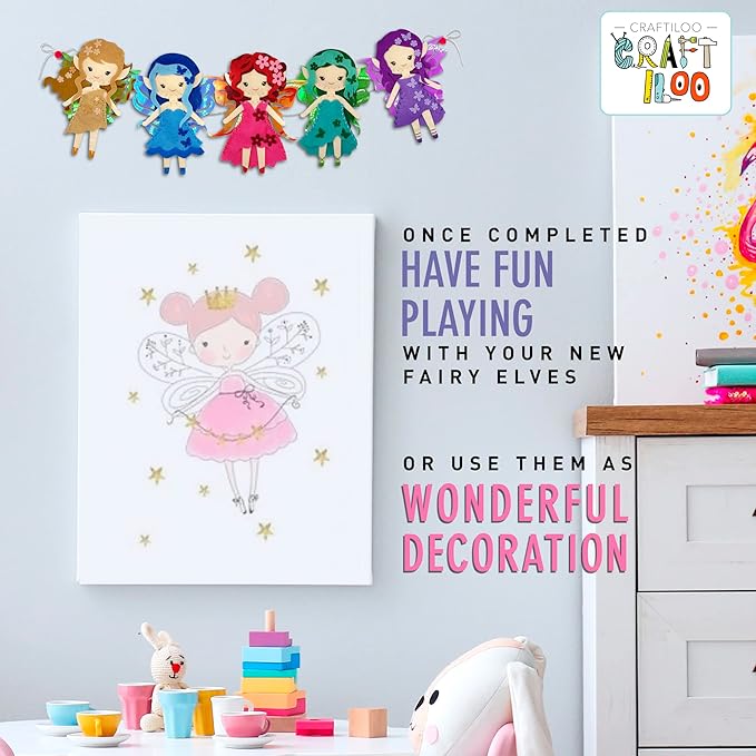 CRAFTILOO Fairy Elves Sewing Kit for Kids, Fun and Educational Fairytale Craft Set for Boys and Girls Age 7-12, Sew Your Own Felt Fairy Craft Kit for Beginners (Garden Rainbow Fairies Kit)-CubbioJoy