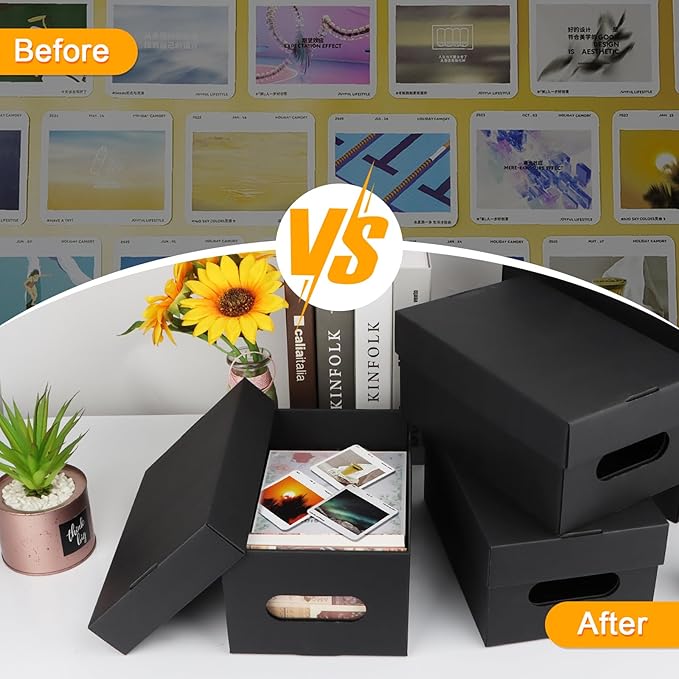 10PCS Photo Storage Box for 4"x6" Photos,10.2“ x 6.5“ x 4.7“ Picture Box Store and Protect Pictures,Documents Black-CubbioJoy