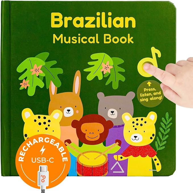 Cali's Books Brazilian Nursery Rhymes Book - Sound Books for Toddlers 1-3 Years Old - Interactive & Educational Music Toys for Bilingual Children with Lyrics & Translations - Musical Gifts for Kids-CubbioJoy