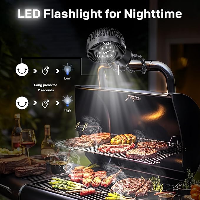 20000mAh Portable Stroller Fan, 120° Auto Oscillation, 3-IN-1 with Power Bank LED Light Detachable Flexible Tripod Rechargeable Battery Powered Clip On Fans Desk for Baby Crib Car Seat Travel-CubbioJoy