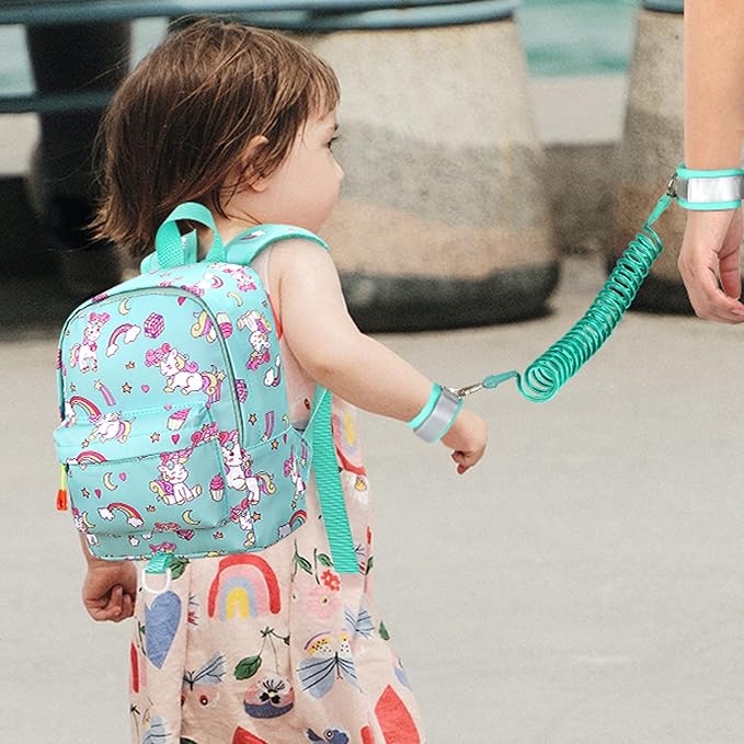 Accmor Toddler Backpack Leash, Cute Baby Backpacks with Anti Lost Wrist Link, Mini Kids Backpack Harness Leash for Outdoor Travel, Adorable Unicorn Backpack Tether Walking Harness for Girls 1-3-CubbioJoy