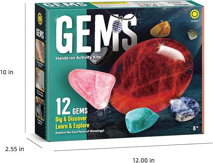 12PCS Gemstone Dig Kit for Kids – Dig Up Gems & Make Necklaces, Bracelets, Keychains – STEM Crystal Jewelry Craft Kit with Safety Goggles – Gift for Girls & Boys Ages 6 7 8 9 10 11 12-CubbioJoy