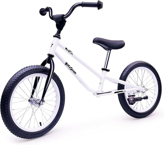 16 Inch Kids Balance Bike for 5-8 Year Old, BMX Kids Bike with No Pedals, Air Rubber Tires, Footrests, Adjustable Height for Big Kids, Boys, Girls-CubbioJoy