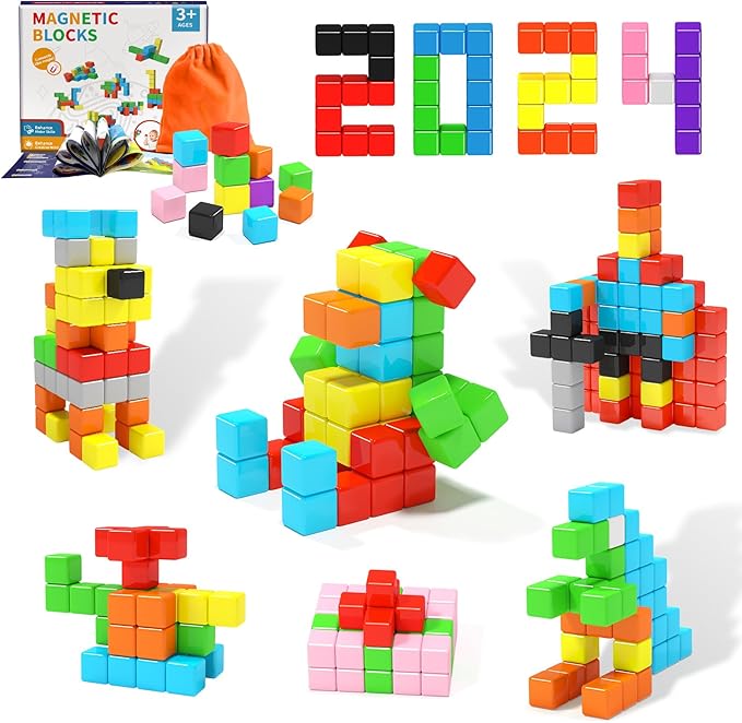 40pcs Magnetic Blocks for Toddler Toys, Magnetic Cubes Building Blocks Classroom Must Haves, STEM Preschool Sensory Magnet Toys for 3 4 5 6 Year Old Boys and Girls-CubbioJoy