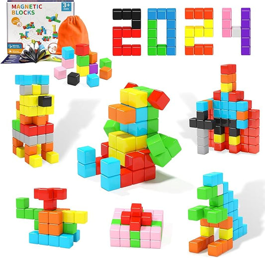 40pcs Magnetic Blocks for Toddler Toys, Magnetic Cubes Building Blocks Classroom Must Haves, STEM Preschool Sensory Magnet Toys for 3 4 5 6 Year Old Boys and Girls-CubbioJoy