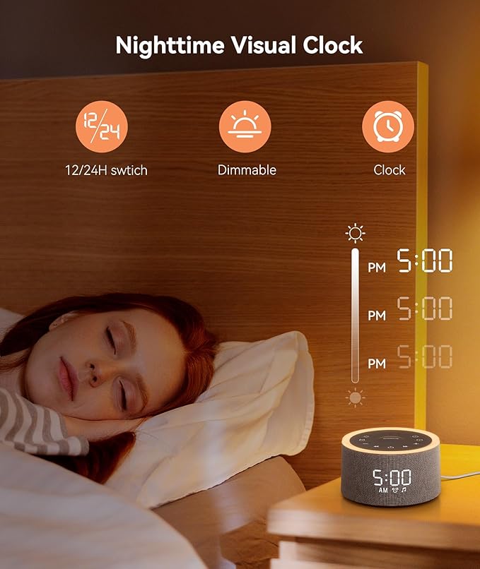 Dreamegg D1+ Sound Machine & Alarm Clock - Sound Machine for Sleep, White Noise Machine with 29 Soothing Sounds, Night Light, 0-100% Dimmable, White Noise Alarm Clock for Bedrooms Adults Baby-CubbioJoy