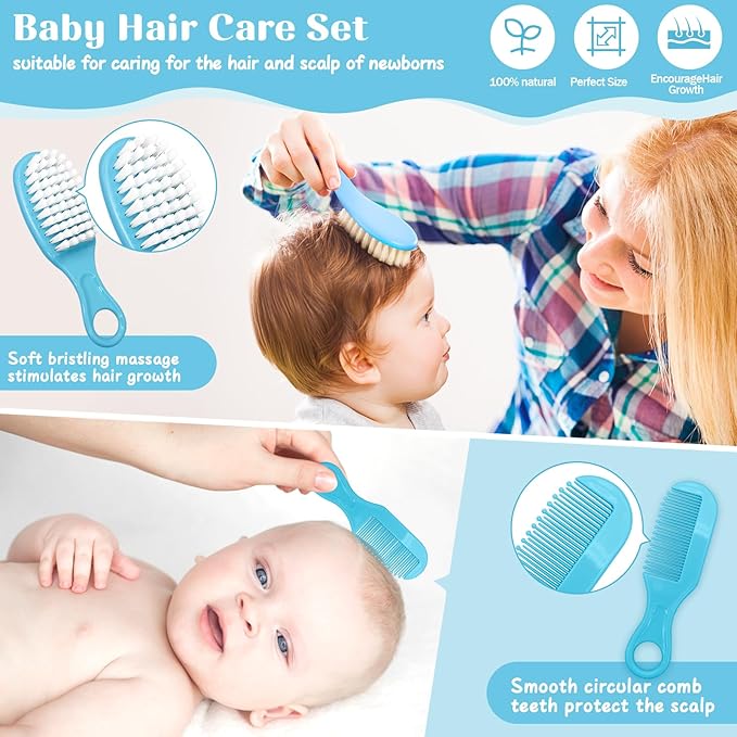 JIFTOK Baby Healthcare and Grooming Kit, 30 in 1 Baby Electric Nail Trimmer Set, Newborn Nursery Care Kit, Baby Essentials Set with Hair Brush Comb, Nail Clippers for Infant Toddlers Boys Girls (Blue)-CubbioJoy