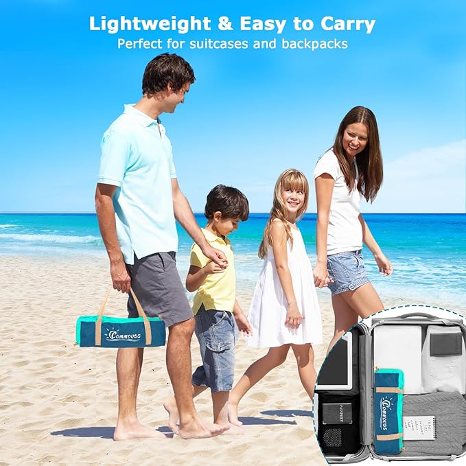 COMMOUDS Beach Tent Sun Shade for 3/4-5/6-7/8-10 Person, UPF 50+ Beach Sun Shelter Canopy Tent, Lightweight, Easy Set Up and Carry-CubbioJoy