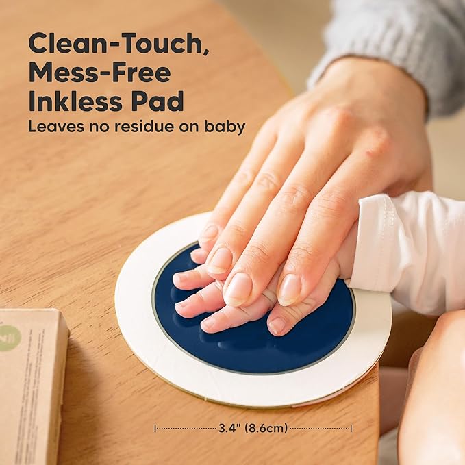 2-Pack Round Inkless Baby Hand and Footprint Kit - Mess Free Ink Pad for Newborn Keepsake, Dog Nose & Paw Print Kit, Clean Touch Ink Pad for Baby Hand & Footprints, Ideal New Mom Gifts (Navy)-CubbioJoy