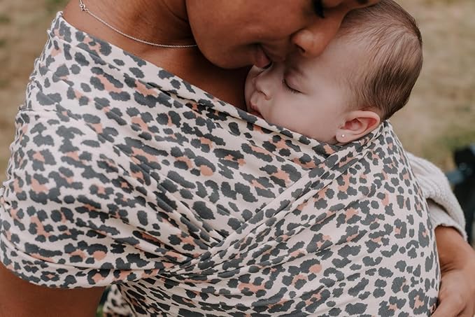 Boba Baby Wrap Carrier - Original Baby Carrier Wrap Sling for Newborns - Baby Wearing Essentials - Newborn Wrap Swaddle Holder, Newborn to Toddler Infant Sling (Leopard)-CubbioJoy